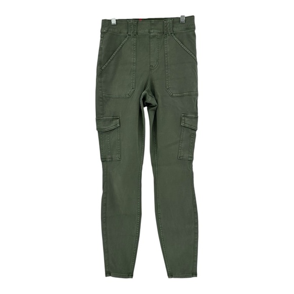 SPANX Stretch Twill Ankle Cargo Pants Womens Size M Green High Rise Jeans - Picture 2 of 6